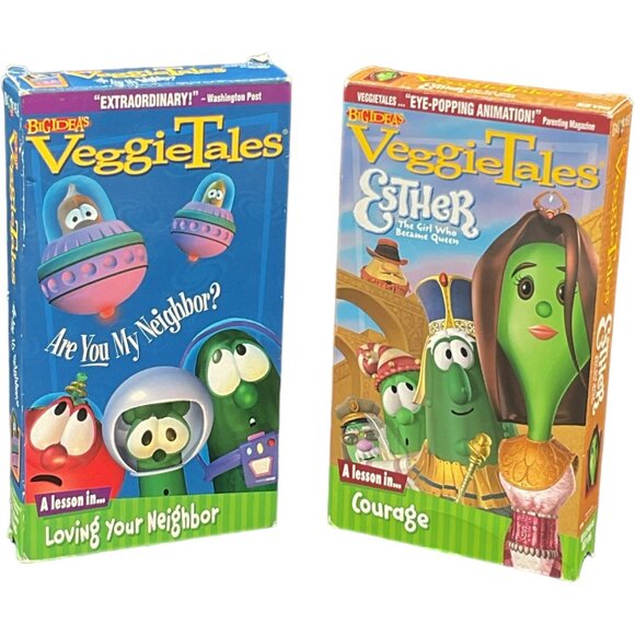 VeggieTales VHS Lot: Esther & Are You My Neighbor? Family-Friendly Animated Stor - Picture 1 of 11